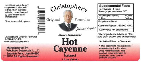 Hot Cayenne Pepper 200,000 H.U.- 1 oz. Alcohol Extract