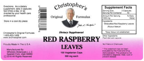 Red Raspberry Leaves - 100 Capsules